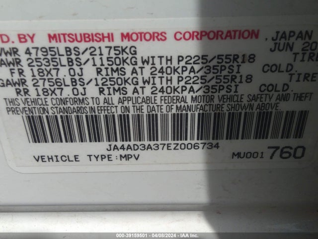 Mitsubishi Outlander Se 2014 JA4AD3A37EZ006734 Image 9