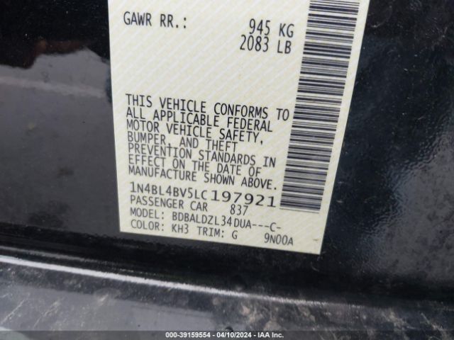 1N4BL4BV5LC197921 Nissan Altima S Fwd
