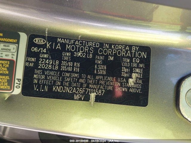 KIA Soul 2015 KNDJN2A26F7111587 Image 9