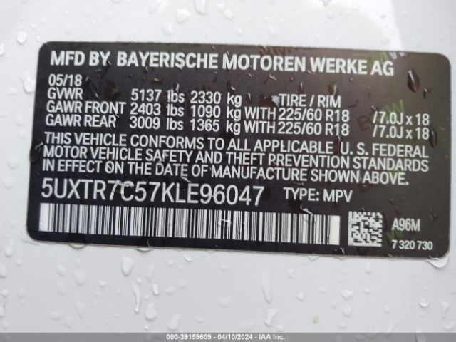 5UXTR7C57KLE96047 BMW X3 Sdrive30i