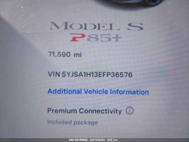 5YJSA1H13EFP36576 Tesla Model S P85