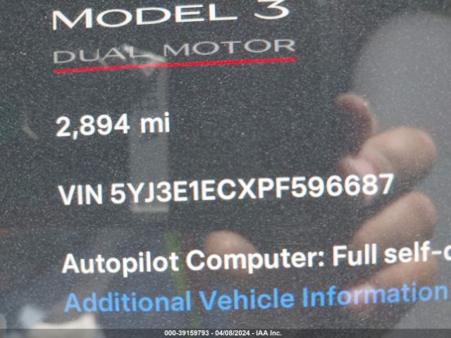 5YJ3E1ECXPF596687 Tesla Model 3 Performance Dual Motor All-wheel Drive