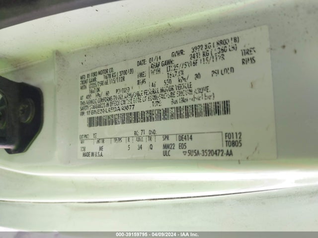 Ford E-350 Super Duty Xlt 2014 1FBNE3BL9EDA40677 Image 9