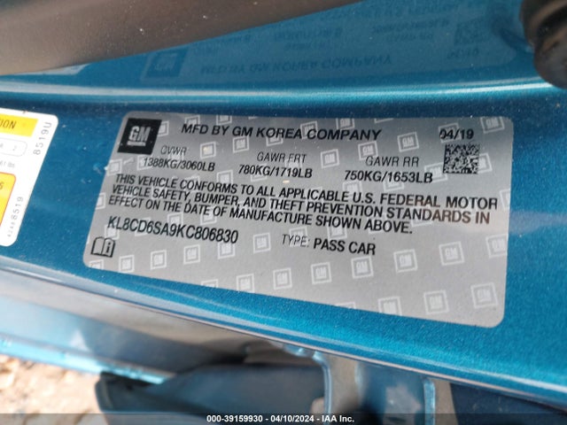 Chevrolet Spark 1lt Cvt 2019 KL8CD6SA9KC806830 Image 9