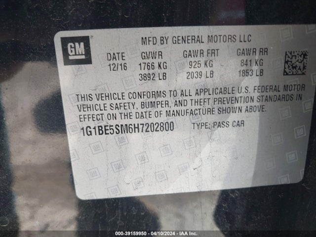 Chevrolet Cruze Lt Auto 2017 1G1BE5SM6H7202800 Image 9