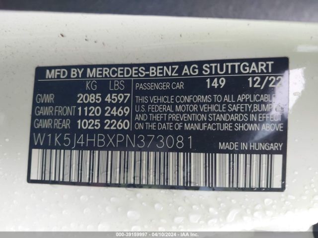 W1K5J4HBXPN373081 Mercedes-Benz Cla 250 Coupe 4matic
