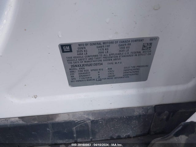 Chevrolet EQUINOX LT 2018 2GNAXJEV0J6139734 Image 9