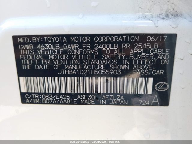 JTHBA1D21H5055903 Lexus IS 200T