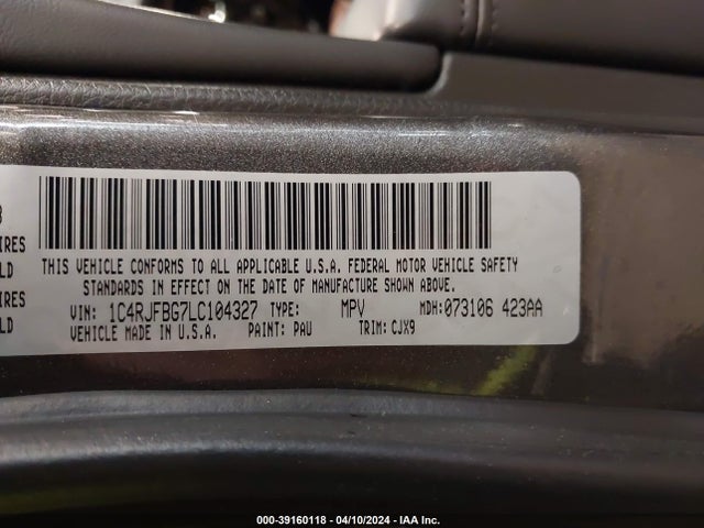 1C4RJFBG7LC104327 Jeep Grand Cherokee Limited 4x4