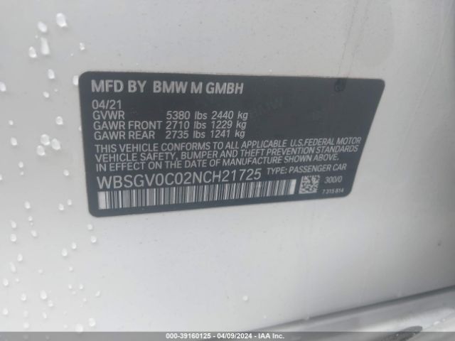 2022 BMW M8 GRAN COUPE WBSGV0C02NCH21725 Photo 8