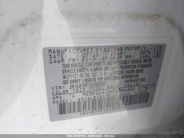 Nissan SENTRA S 2018 3N1AB7AP7JY320686 Image 9