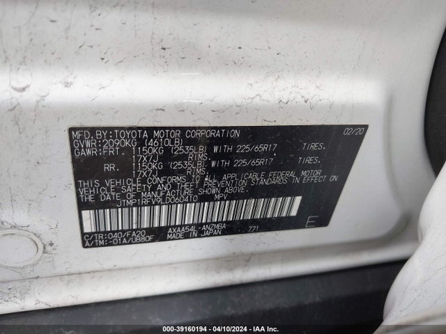 Toyota Rav4 Xle 2020 JTMP1RFV9LD060410 Image 9