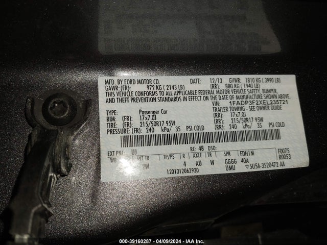 Ford FOCUS SE 2014 1FADP3F2XEL235721 Image 9