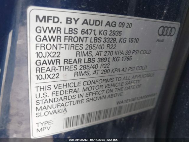 WA1EVAF12MD006551 Audi Q8 Premium Plus S-line