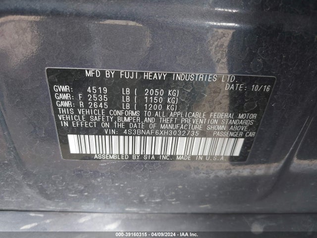 Subaru Legacy 2.5i Premium 2017 4S3BNAF6XH3032735 Image 9