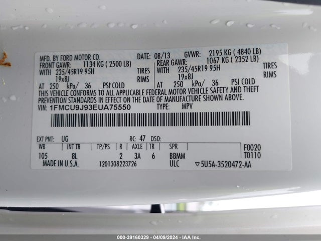 Ford Escape Titanium 2014 1FMCU9J93EUA75550 Image 9