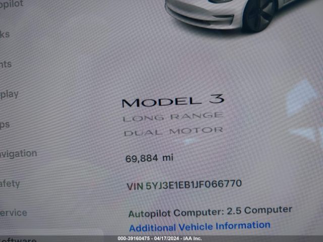 5YJ3E1EB1JF066770 Tesla Model 3 Long Range/performance