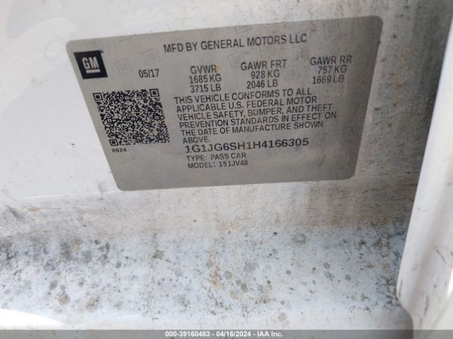 1G1JG6SH1H4166305 Chevrolet Sonic Lt Auto