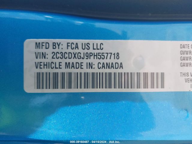 2C3CDXGJ9PH557718 Dodge Charger Scat Pack Widebody