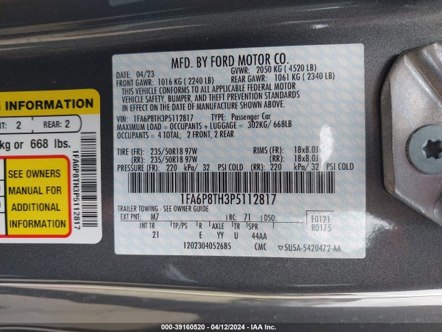 Ford Mustang Ecoboost Fastback 2023 1FA6P8TH3P5112817 Image 9