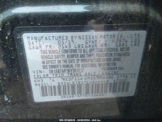 Nissan SENTRA S 2019 3N1AB7AP7KY351017 Image 9