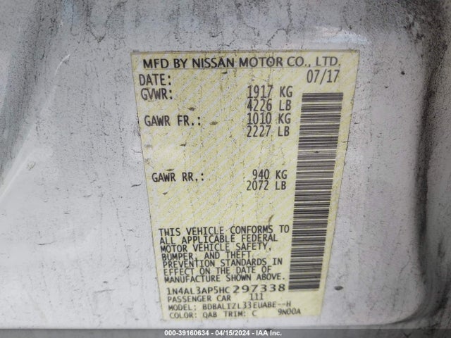 Nissan Altima 2.5 Sv 2017 1N4AL3AP5HC297338 Image 9