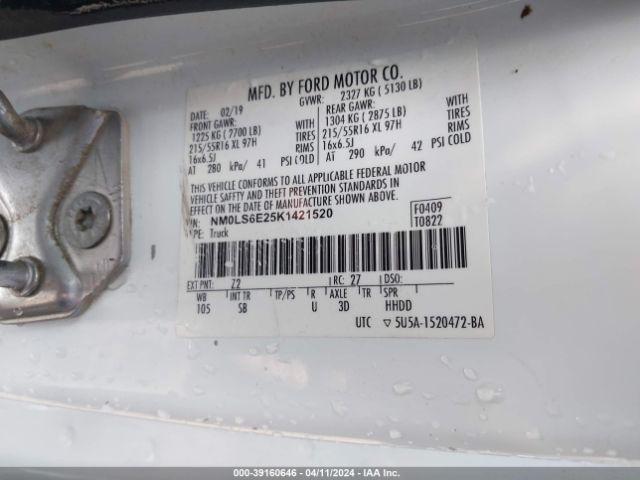 Ford Transit Connect Xl 2019 NM0LS6E25K1421520 Image 9