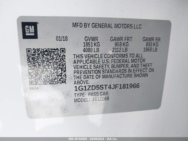 Chevrolet MALIBU LT 2018 1G1ZD5ST4JF181966 Image 9