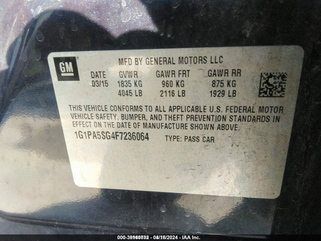 1G1PA5SG4F7236064 Chevrolet Cruze Ls Auto