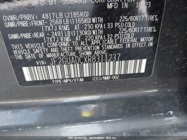 JF2GUADCXR8311237 Subaru Crosstrek Premium