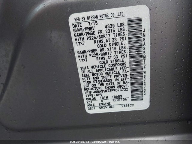 Nissan Rogue Select S 2015 JN8AS5MT3FW673732 Image 9