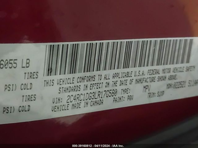 2C4RC1DG3LR176580 Chrysler Voyager Lxi