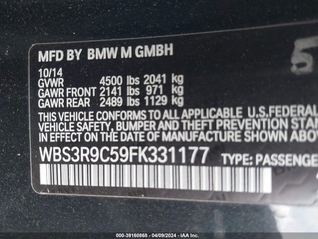 BMW M4 2015 WBS3R9C59FK331177 Image 9