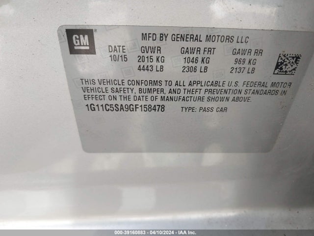 Chevrolet Malibu Limited Lt 2016 1G11C5SA9GF158478 Image 9