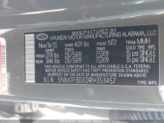 Hyundai TUCSON SEL 2024 5NMJF3DE0RH353457 Image 9