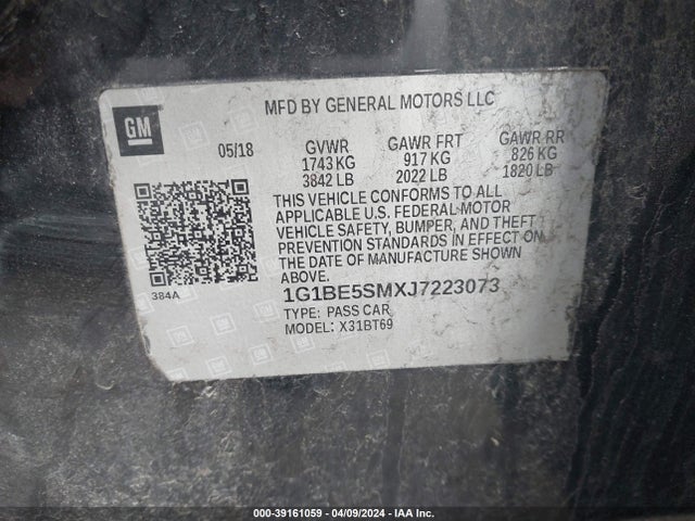 Chevrolet Cruze Lt Auto 2018 1G1BE5SMXJ7223073 Image 9