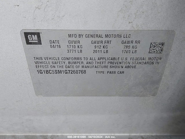 Chevrolet Cruze Ls Auto 2016 1G1BC5SM1G7260768 Image 9