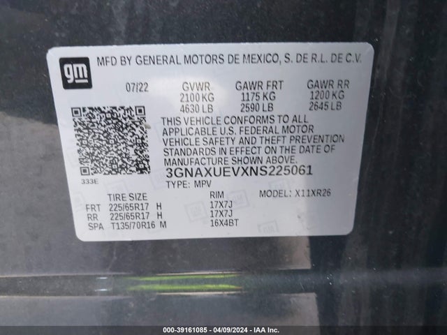 Chevrolet Equinox Awd Lt 2022 3GNAXUEVXNS225061 Image 9