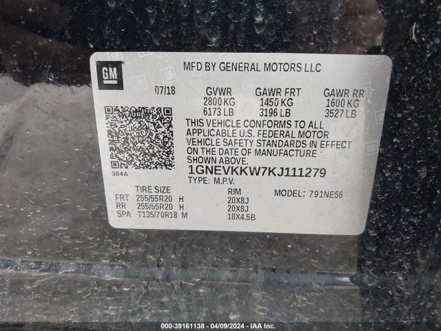 Chevrolet Traverse Premier 2019 1GNEVKKW7KJ111279 Image 9
