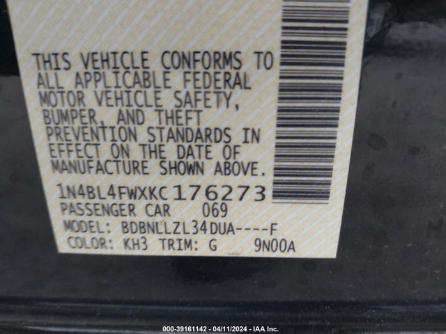 Nissan Altima 2.5 Platinum 2019 1N4BL4FWXKC176273 Image 9