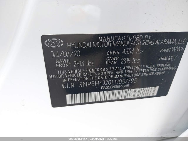 Hyundai Sonata Limited 2020 5NPEH4J20LH057795 Image 9