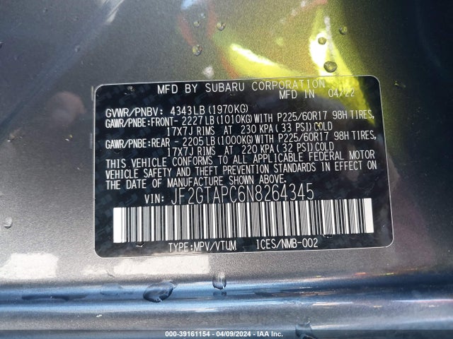 Subaru Crosstrek Premium 2022 JF2GTAPC6N8264345 Image 9
