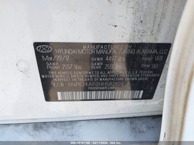 Hyundai SONATA SE 2017 5NPE24AF0HH582903 Image 9