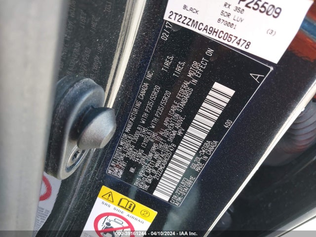 Lexus RX 350 2017 2T2ZZMCA9HC057478 Image 9