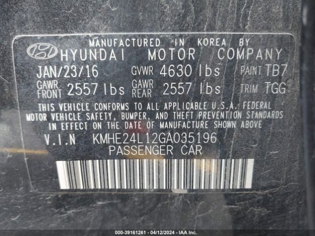 KMHE24L12GA035196 Hyundai Sonata Hybrid Se