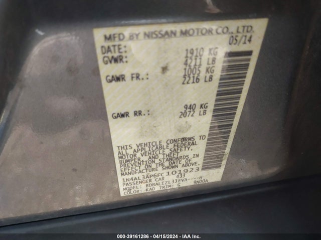 Nissan Altima 2.5 Sv 2015 1N4AL3AP6FC101923 Image 9