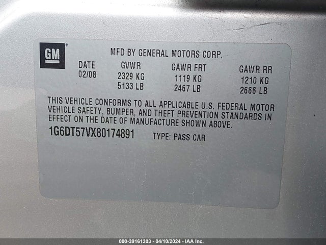 2008 CADILLAC CTS 1G6DT57VX80174891 Photo 8
