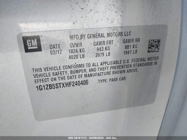 Chevrolet MALIBU LS 2017 1G1ZB5STXHF240406 Image 9
