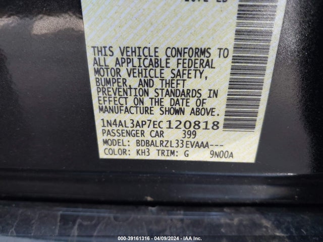 Nissan Altima 2.5 S 2014 1N4AL3AP7EC120818 Image 9