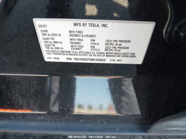 7SAYGDEF0NF493855 Tesla Model Y Performance Dual Motor All-wheel Drive